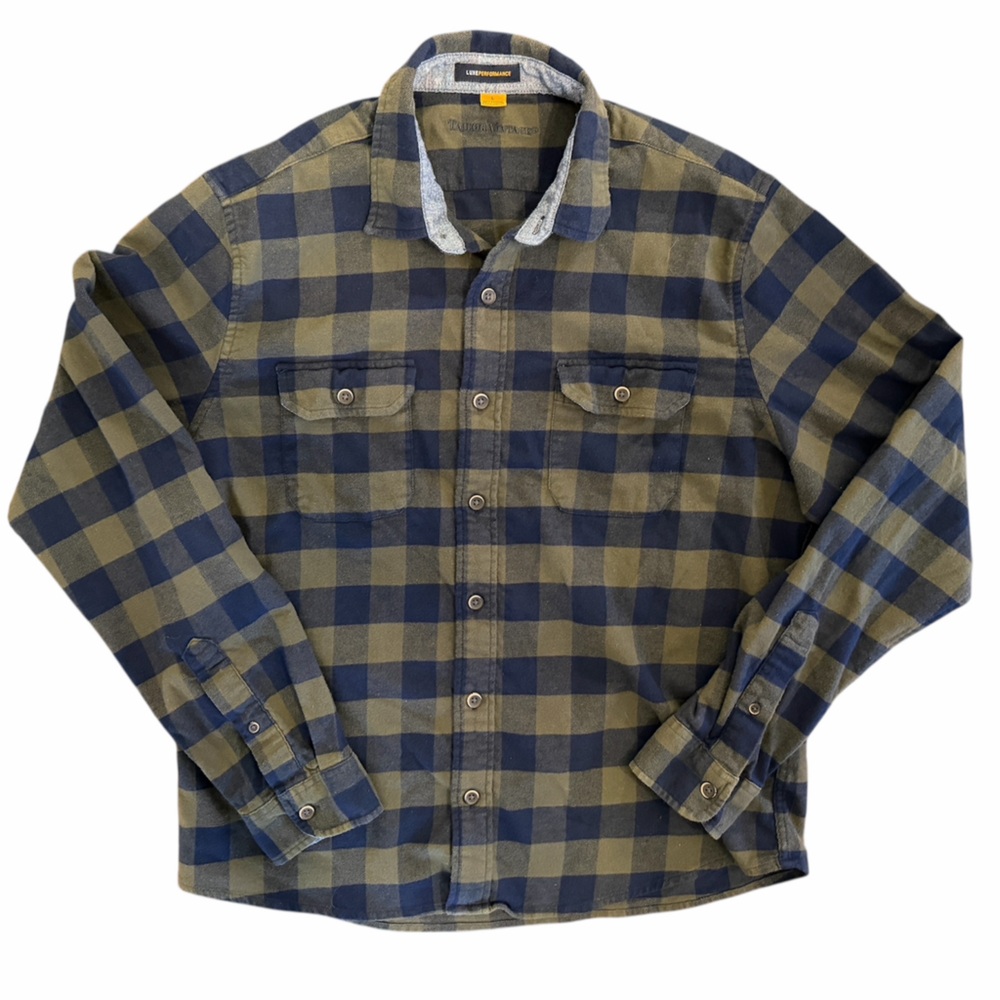 Tailor Vintage Luxe Performance Button Down Flannel Shirt Men’s Large Navy/Olive